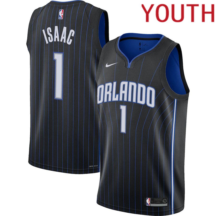 Youth Orlando Magic #1 Jonathan Isaac Nike Black Swingman NBA Jersey->youth nba jersey->Youth Jersey